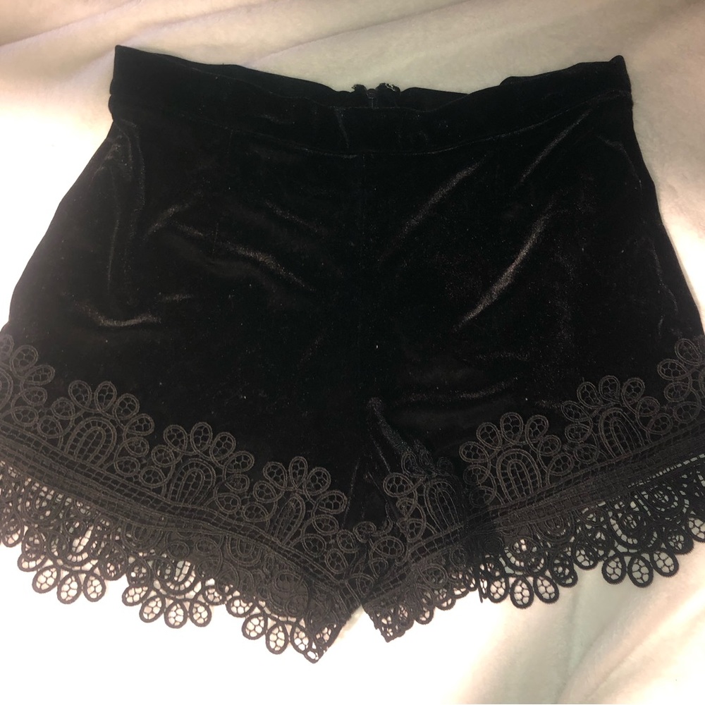 gothic black suede shorts